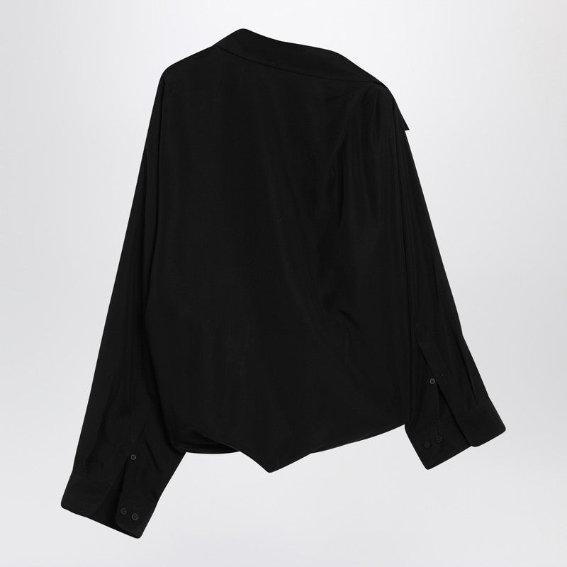 Balenciaga Black One Shoulder Shirt in Poplin Glam Steals