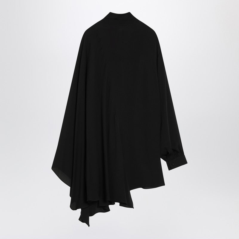 Balenciaga Black Silk Asymmetric Blouse Scarf Glam Steals