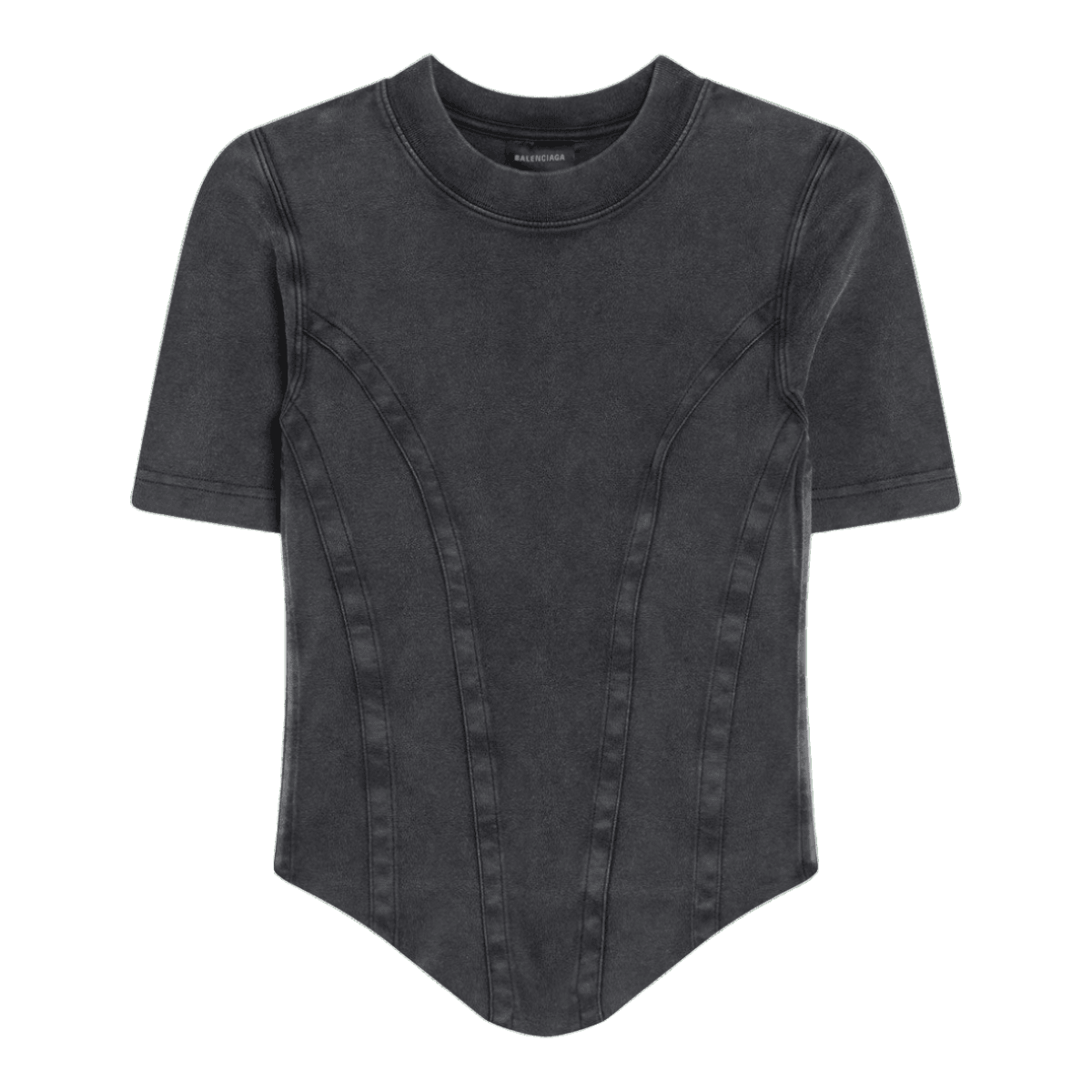 Balenciaga Black Washed Corset Style T-shirt Glam Steals