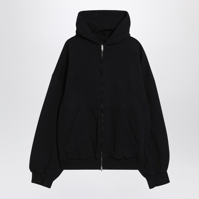 Balenciaga Black Washed Flipped Uni Regular Fit Zip Hoodie Glam Steals