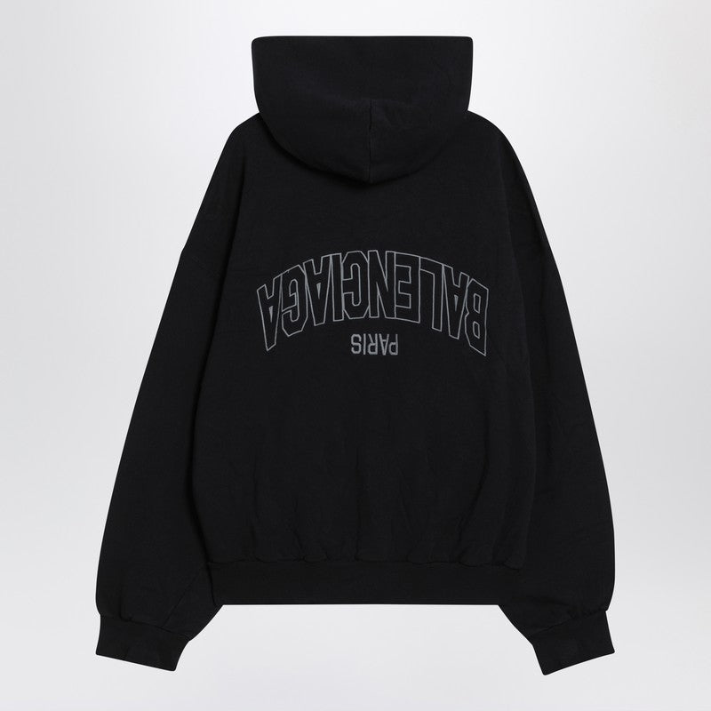 Balenciaga Black Washed Flipped Uni Regular Fit Zip Hoodie Glam Steals
