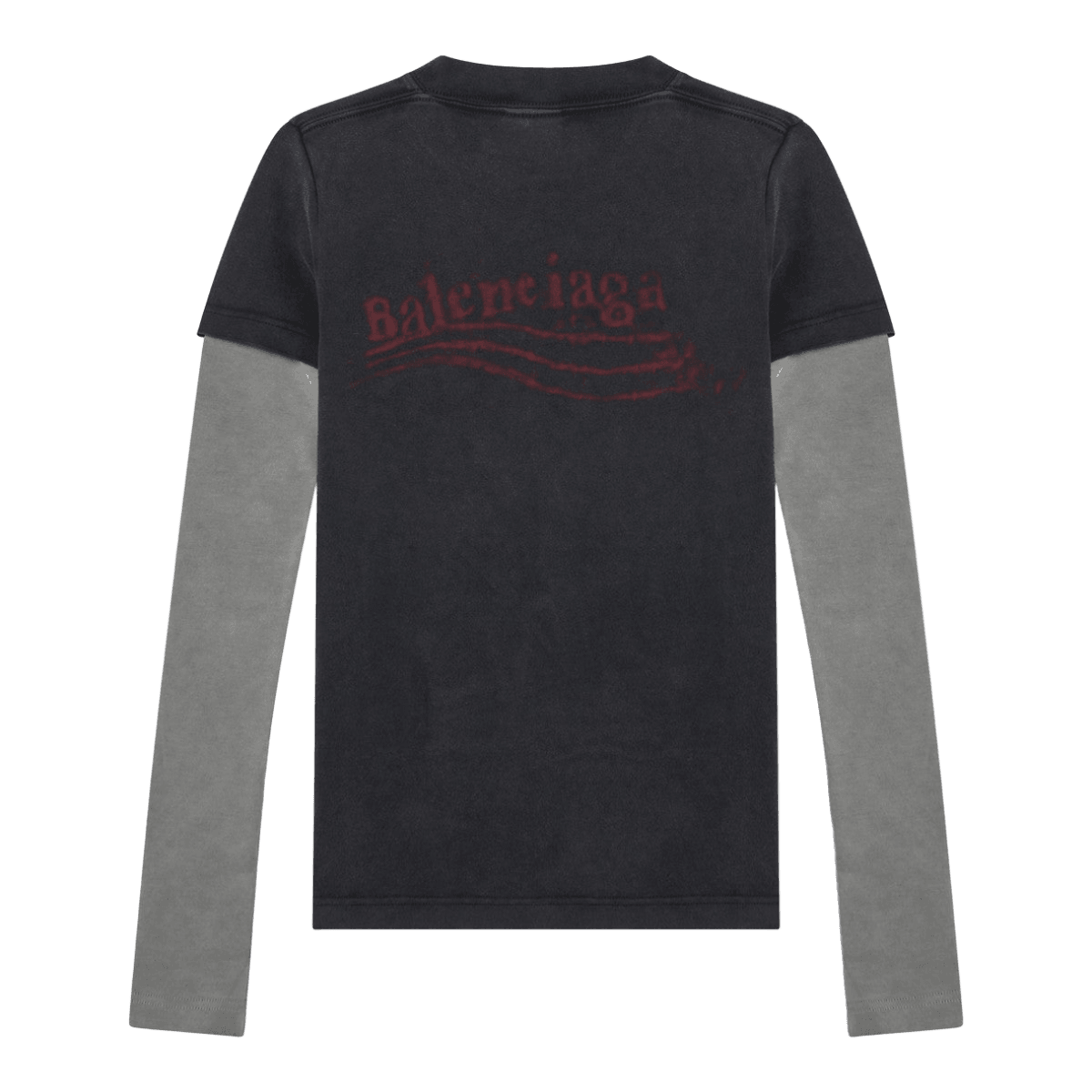 Balenciaga Black Washed T-shirt with Double Sleeves washed Crayon Political Glam Steals
