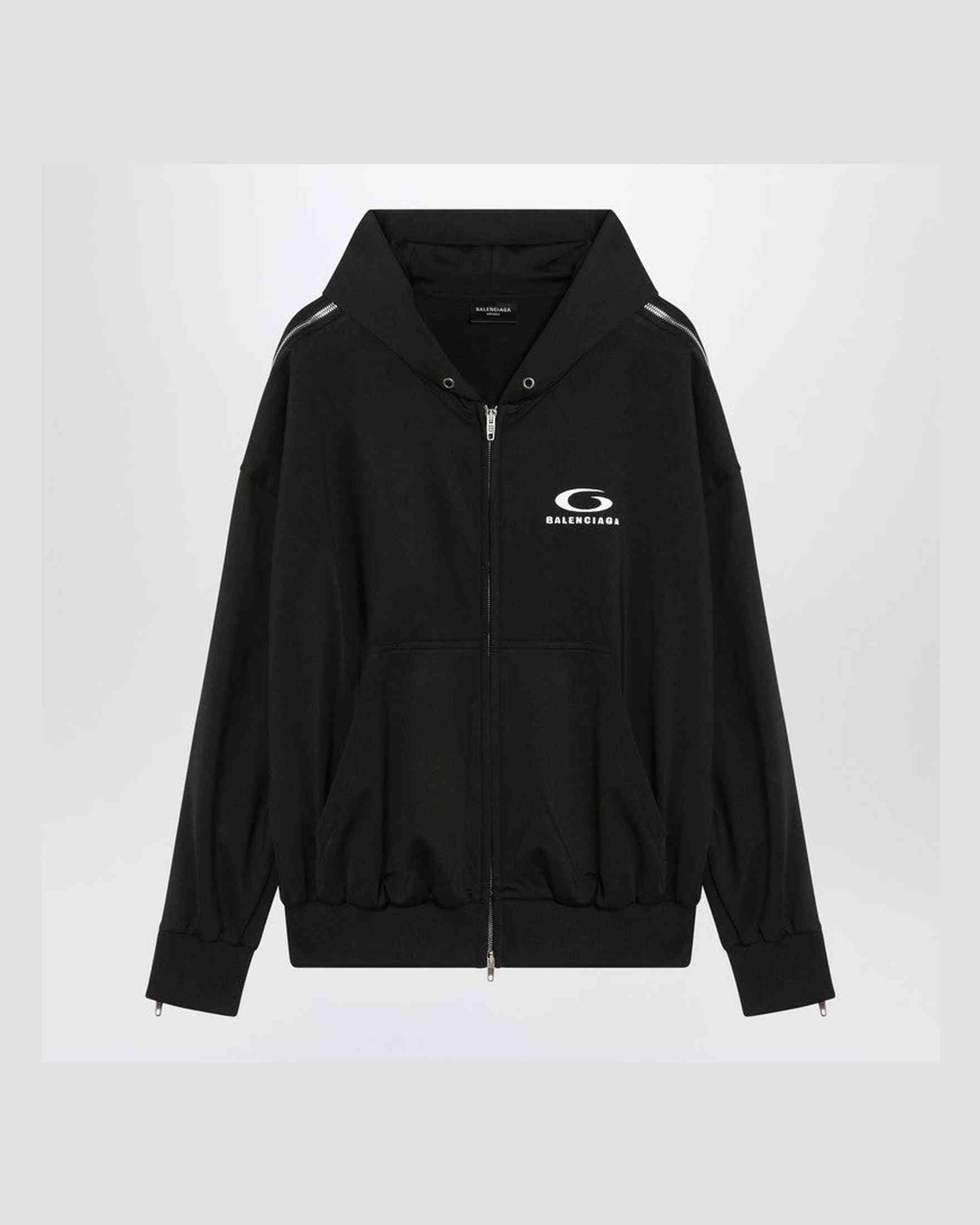 Balenciaga Black Zip Up Sweat-shirt Loop Sports Icon Glam Steals