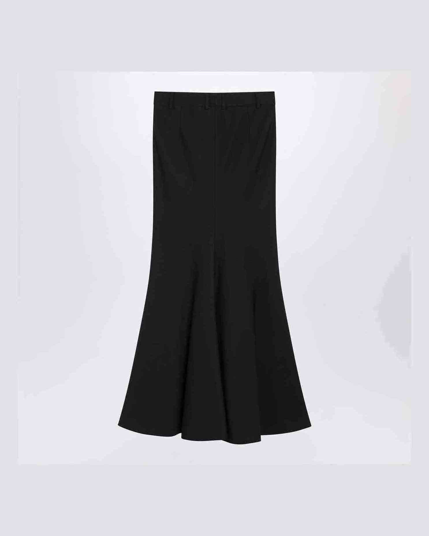 Balenciaga Black long wool skirt Glam Steals