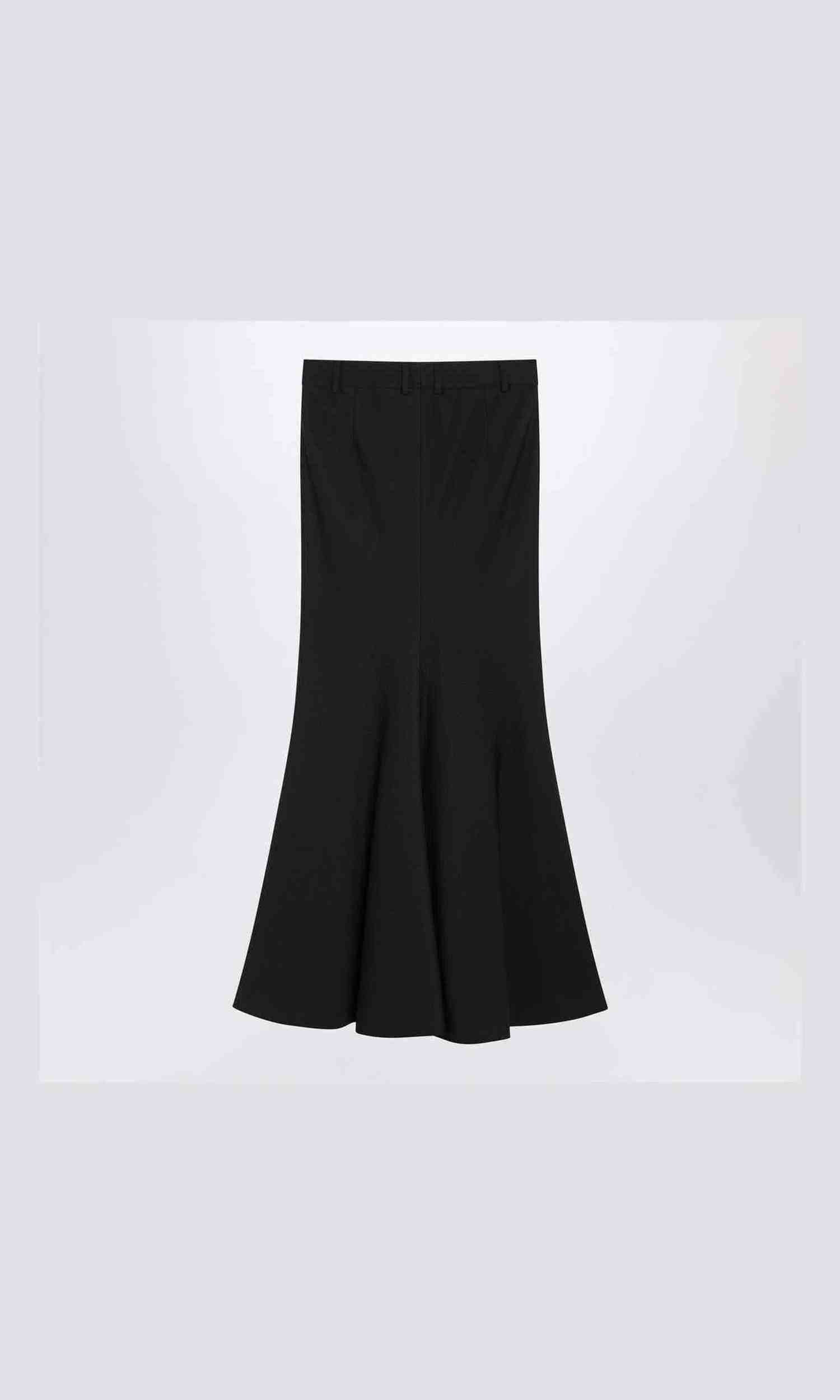 Balenciaga Black long wool skirt Glam Steals