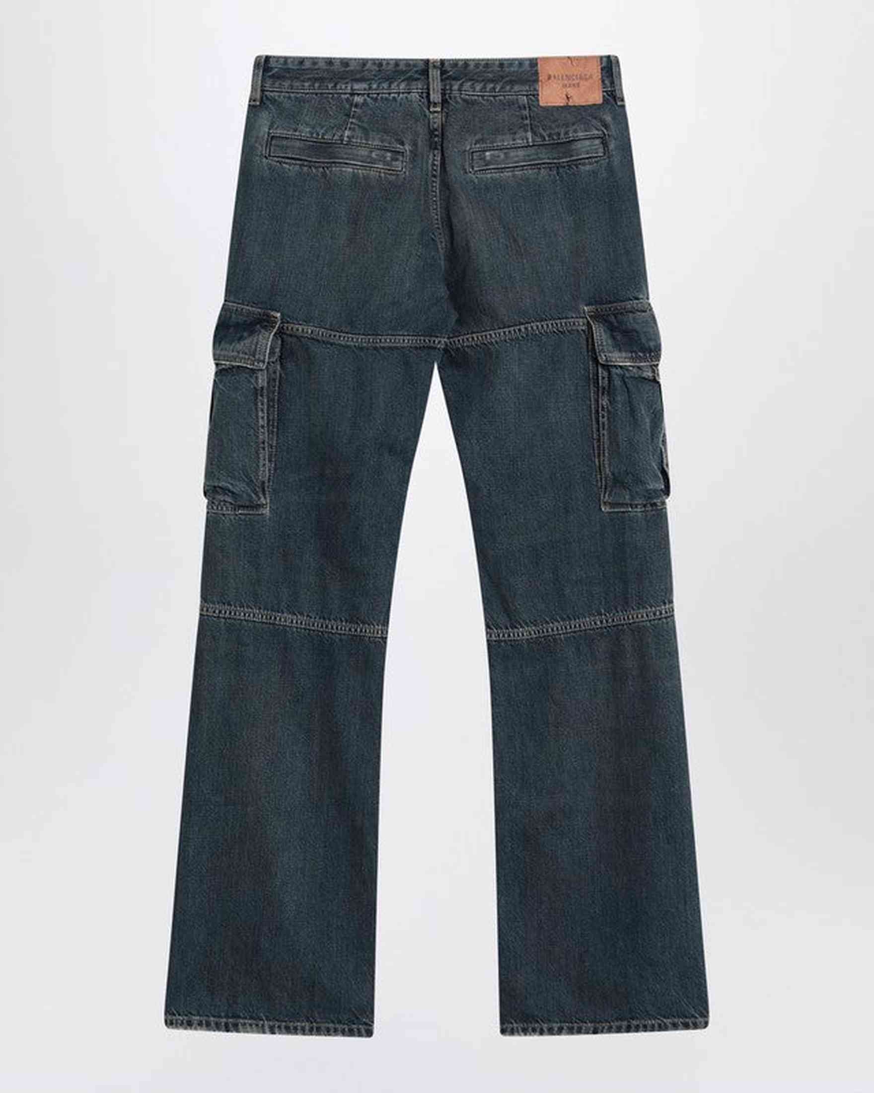 Balenciaga Blue Cargo Regular Jeans with A Faded Effect Glam Steals