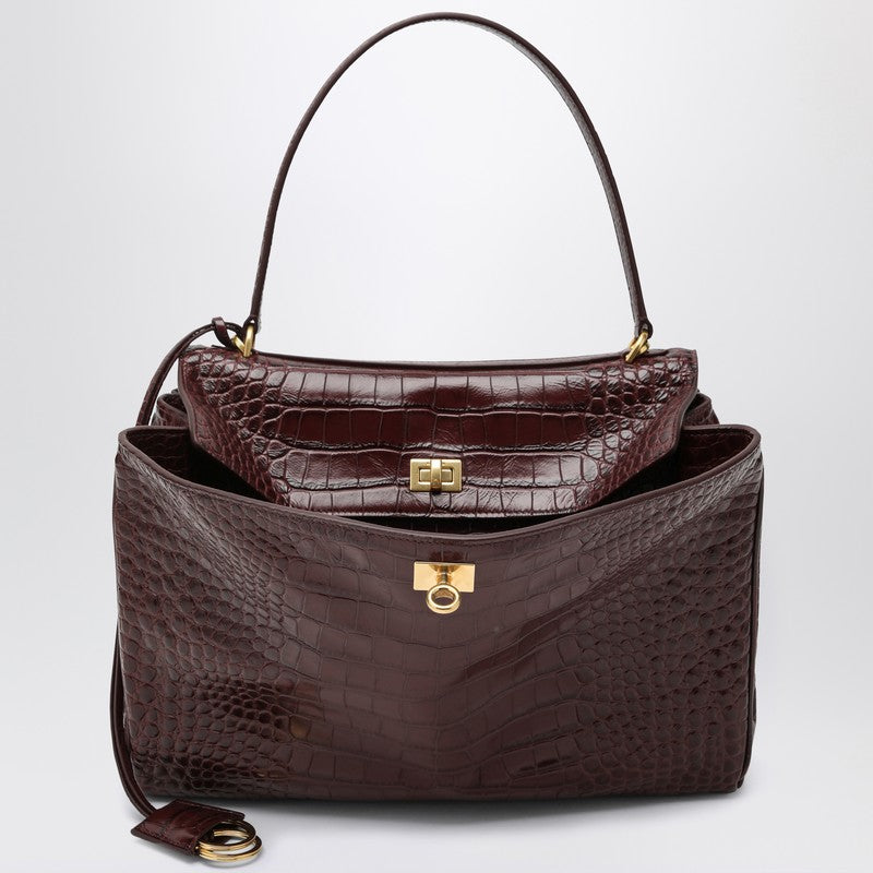 Balenciaga Burgundy Cocco Print Calfskin Medium Rodeo Bag Glam Steals