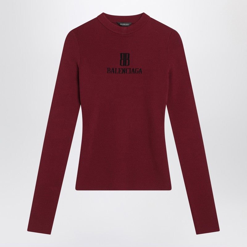 Balenciaga Burgundy Ribbed Nano Bb Sweater Glam Steals