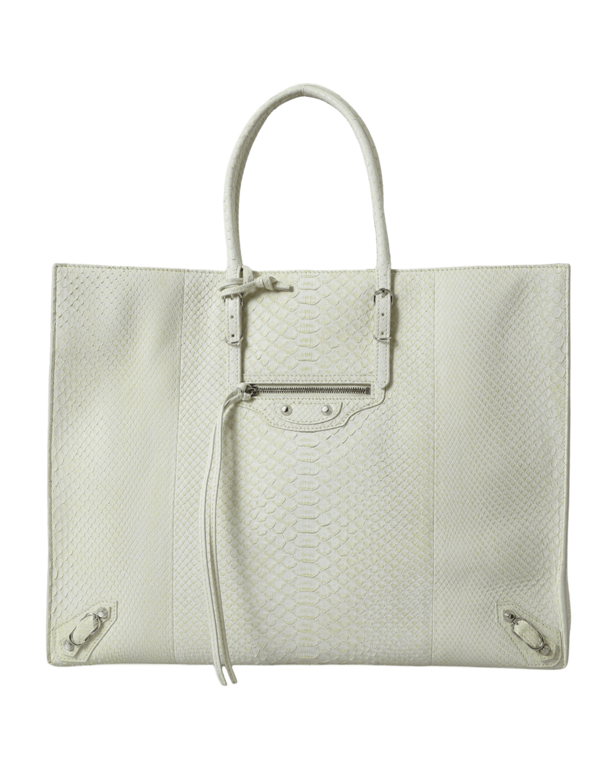Balenciaga White Leather Chic Python Tote Handbags