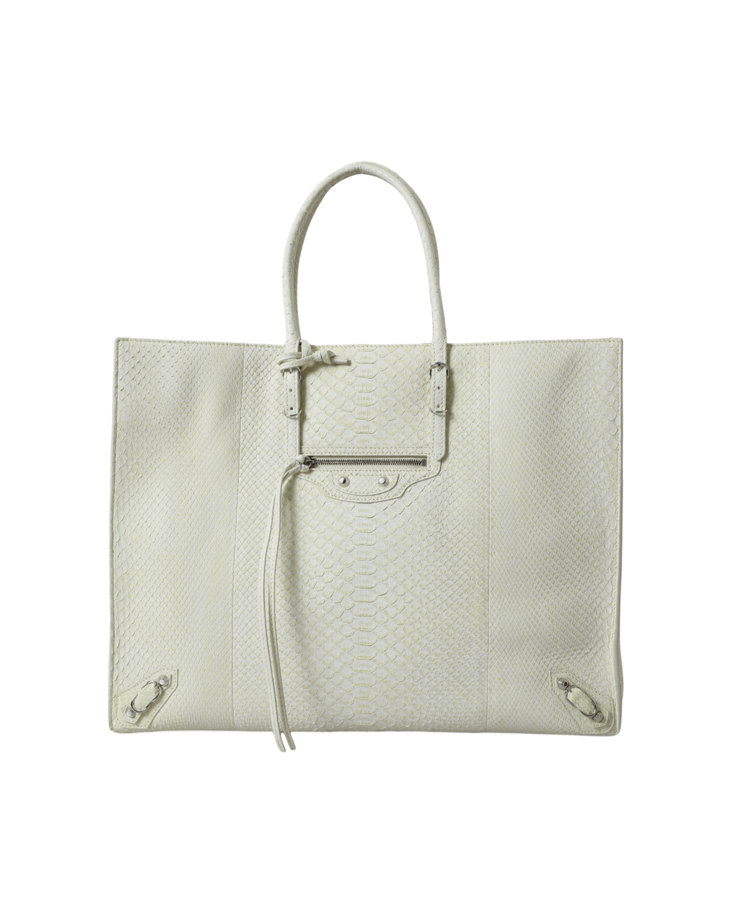 Balenciaga Chic Python Leather White Yellow Tote Glam Steals