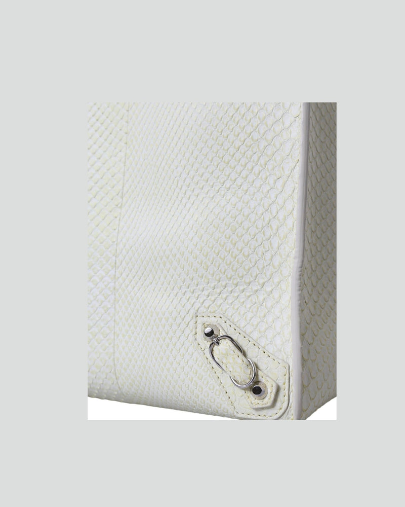Balenciaga Chic Python Leather White Yellow Tote Glam Steals