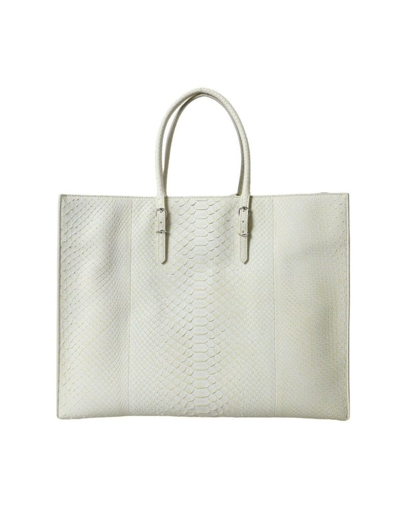 Balenciaga Chic Python Leather White Yellow Tote Glam Steals