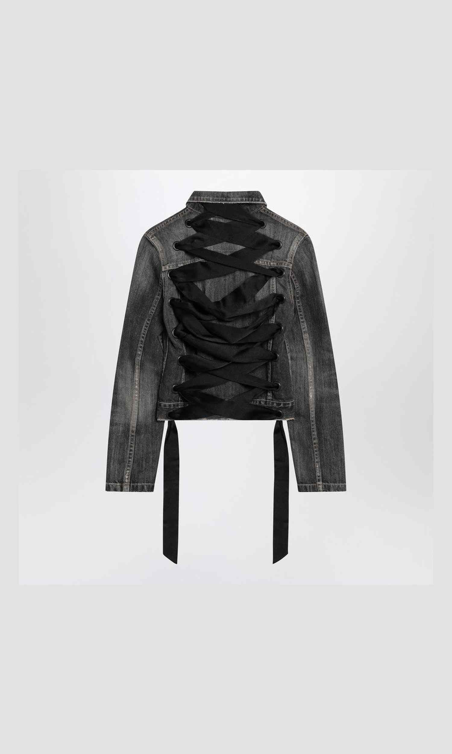 Balenciaga Dark grey denim jacket with laces Glam Steals