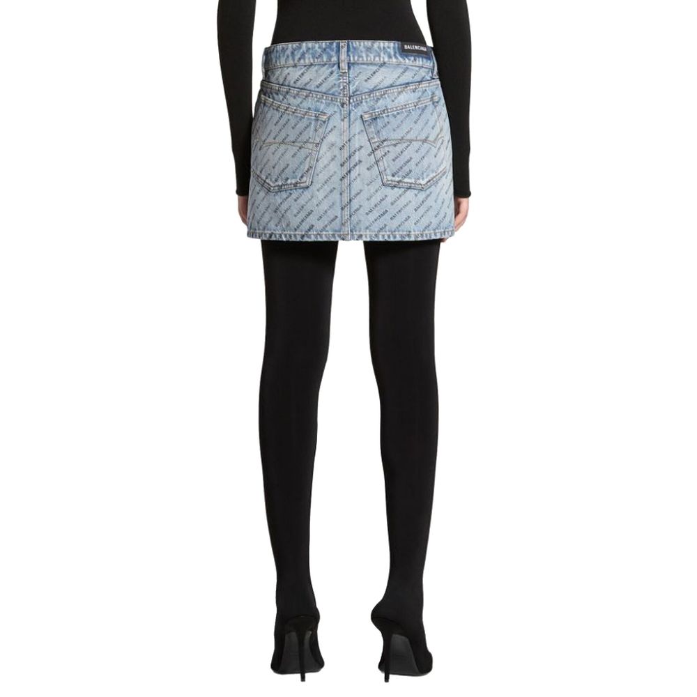Balenciaga Denim Logo Print Skirt Glam Steals