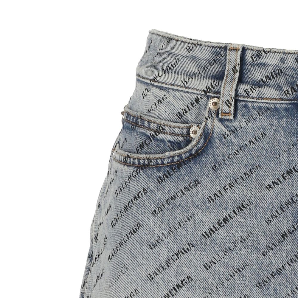 Balenciaga Denim Logo Print Skirt Glam Steals