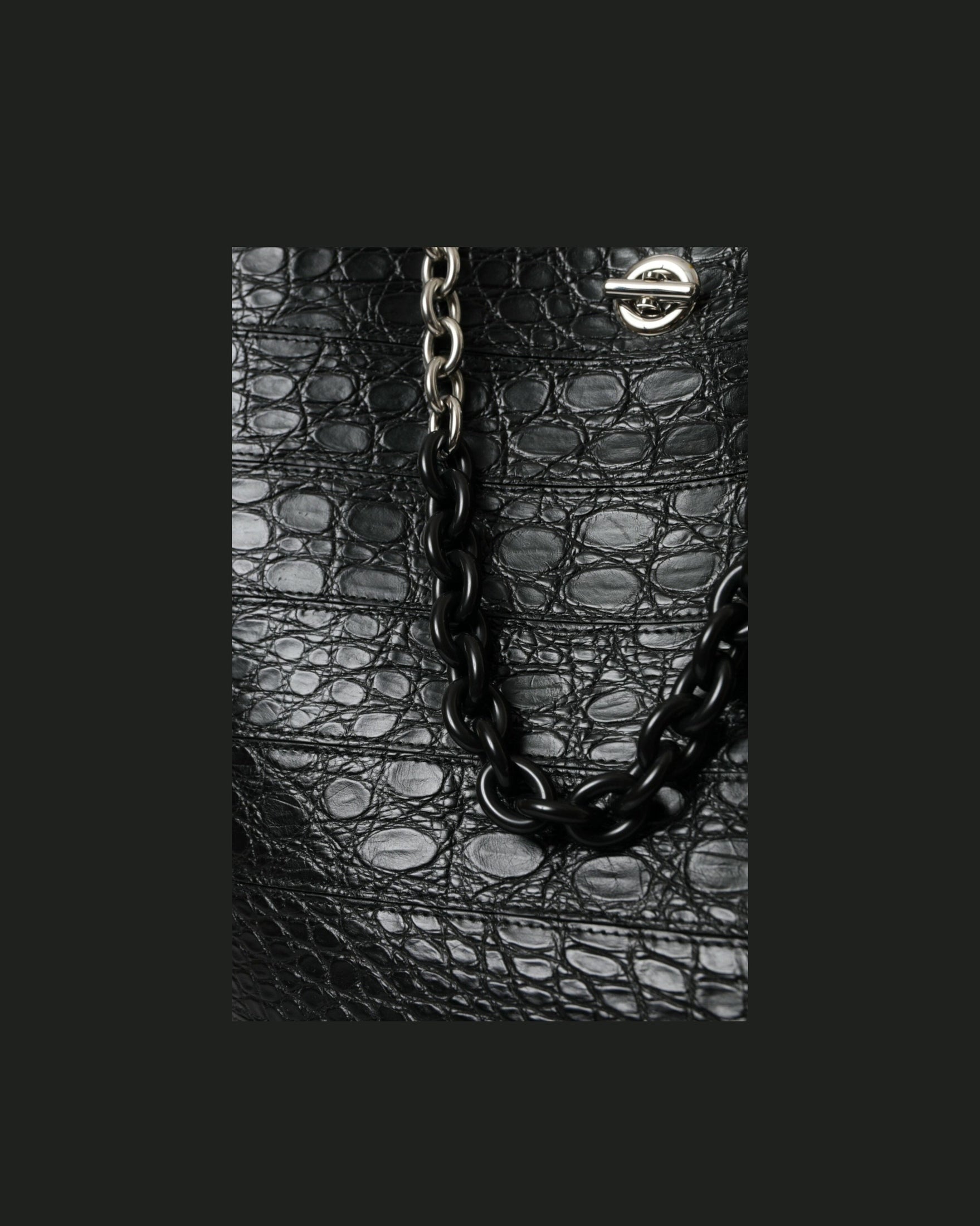 Balenciaga Elegant Crocodile Leather Maxi Bucket Black Bag Glam Steals