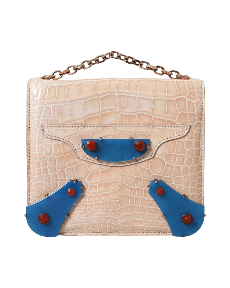 Balenciaga Elegant Beige Mini Chain Clutch For Evening Elegance Glam Steals