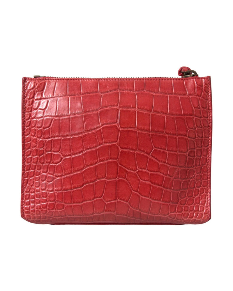 Balenciaga Exotic Alligator Leather Red Clutch Glam Steals