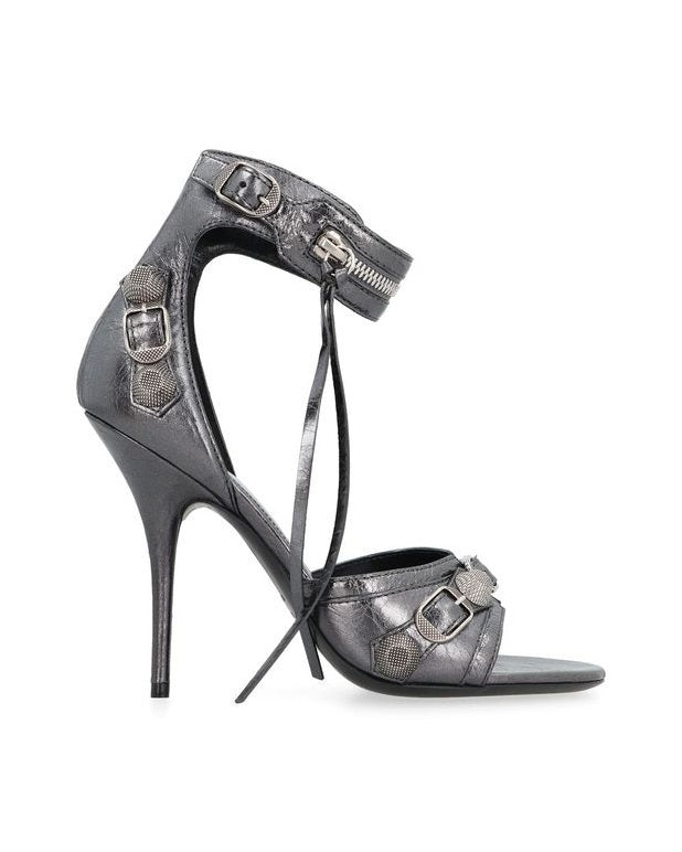 Balenciaga Gray Calfskin Stiletto Heel Sandals 