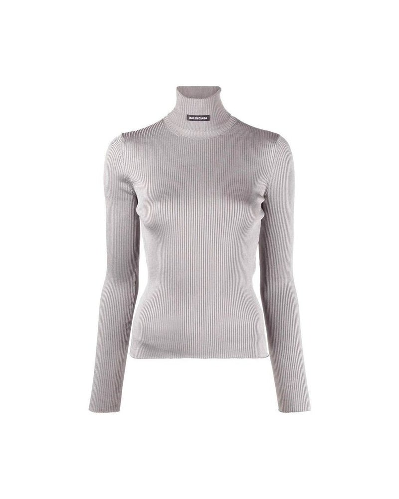 Balenciaga Gray Polyester Turtleneck Top Glam Steals