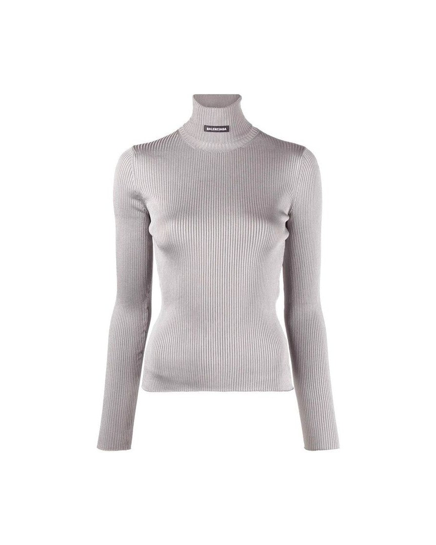 Balenciaga Gray Polyester Turtleneck Top Glam Steals