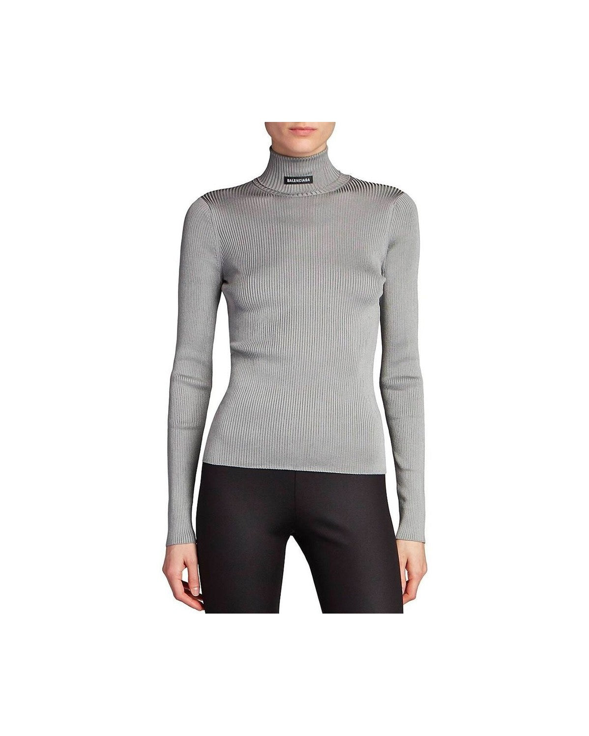 Balenciaga Gray Polyester Turtleneck Top Glam Steals