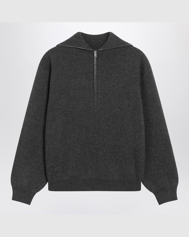 Balenciaga Grey Turtleneck Sweater with Side Zips Glam Steals