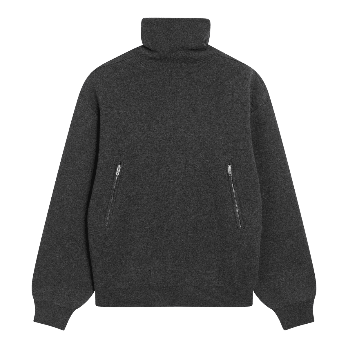 Balenciaga Grey Turtleneck Sweater with Side Zips Glam Steals