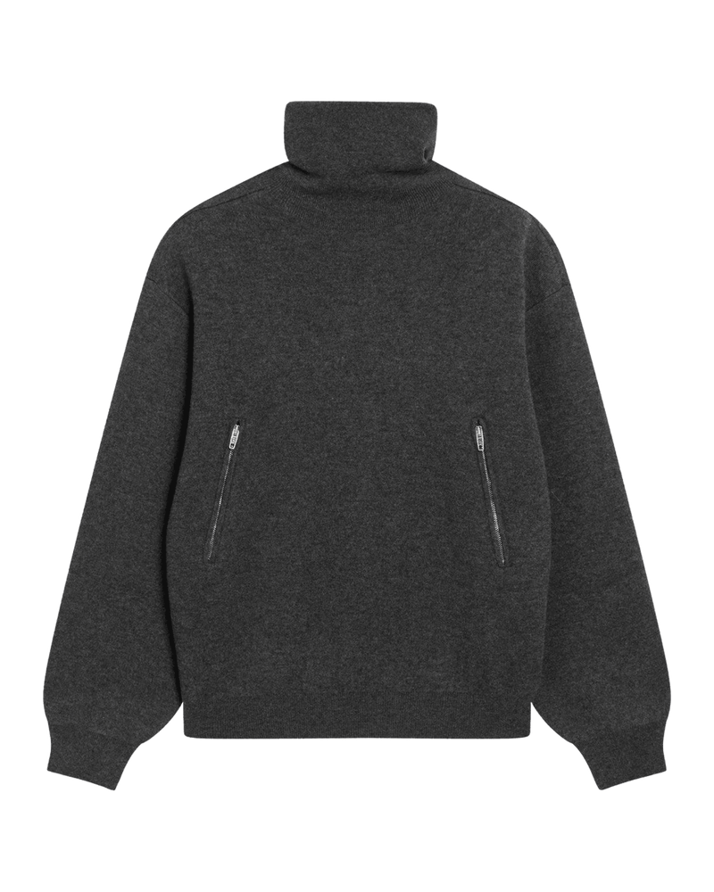 Balenciaga Grey Turtleneck Sweater with Side Zips Glam Steals