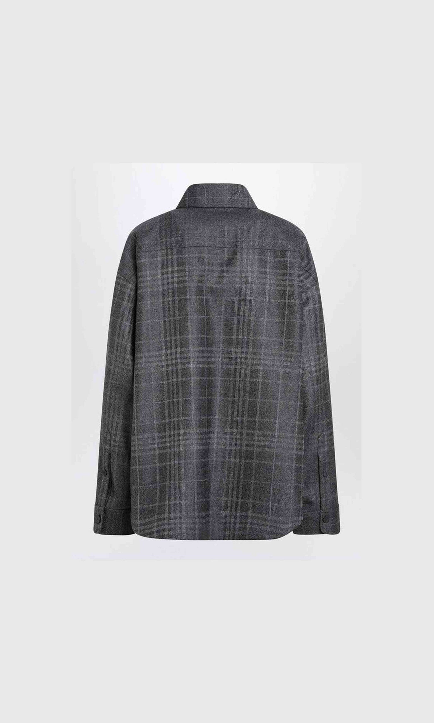 Balenciaga Grey Wool Tartan Shirt Jacket Glam Steals