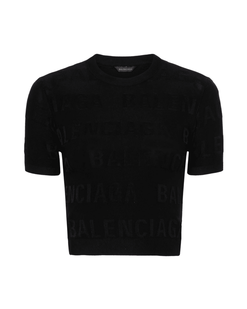 Balenciaga Jacquard Logo Crop Top Glam Steals