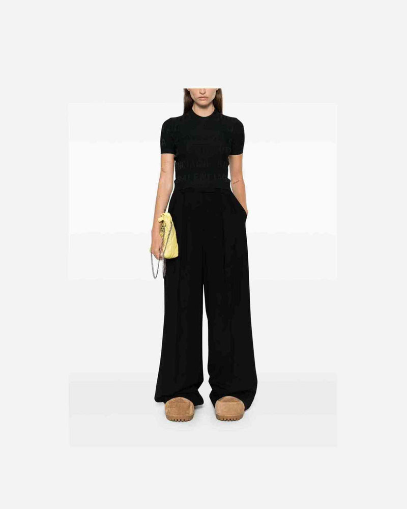 Balenciaga Jacquard Logo Crop Top Clothing Tops