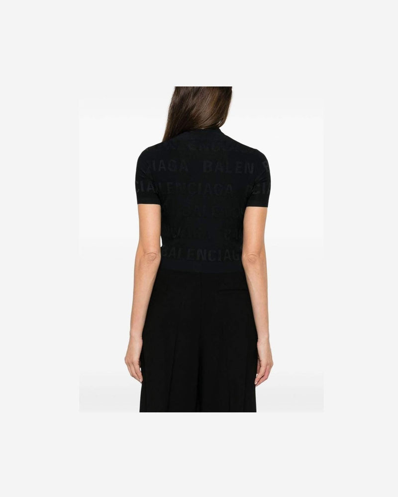 Balenciaga Jacquard Logo Crop Top Clothing Tops