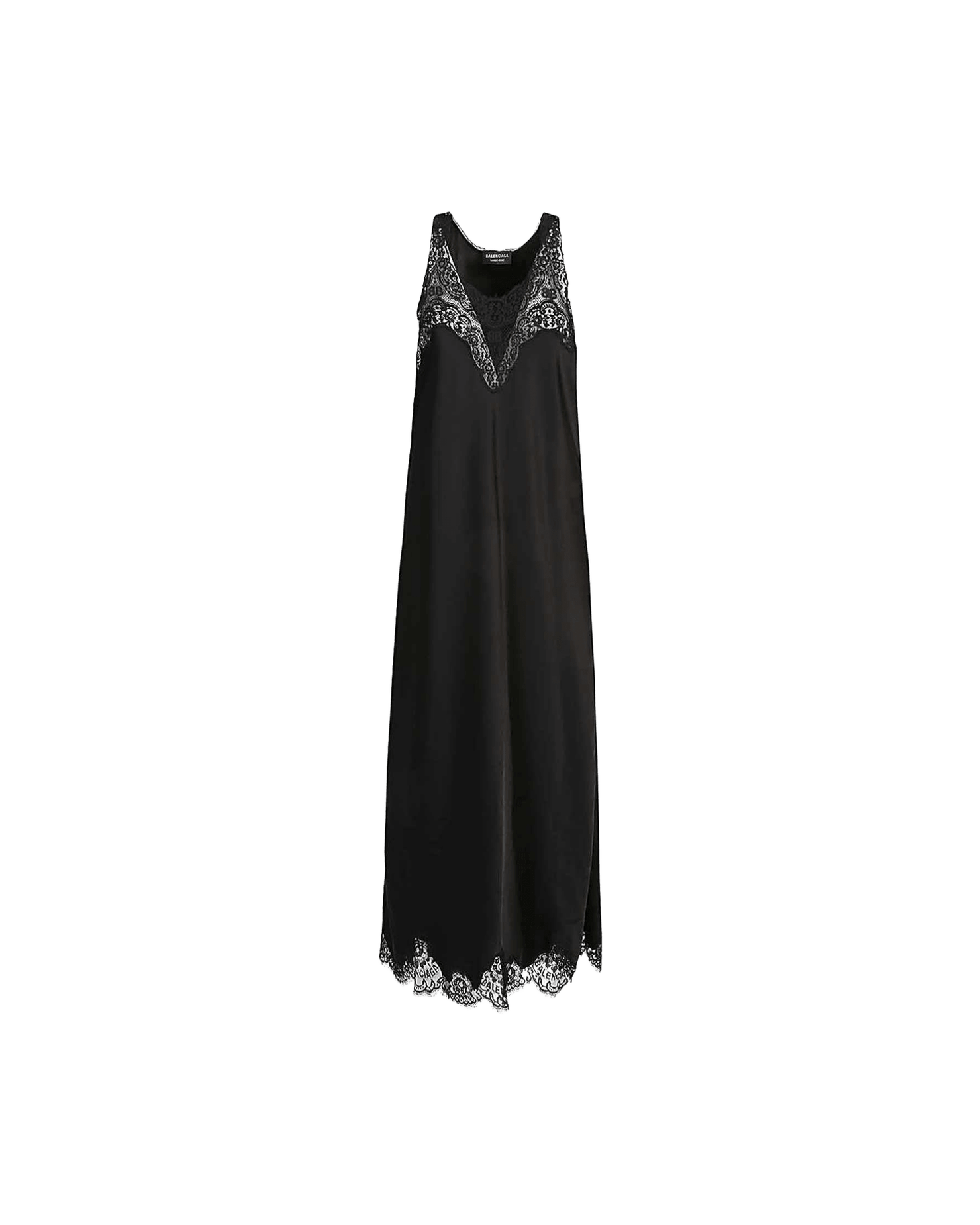Balenciaga Lace Trim Long Length Sleeveless V Neckline Dress