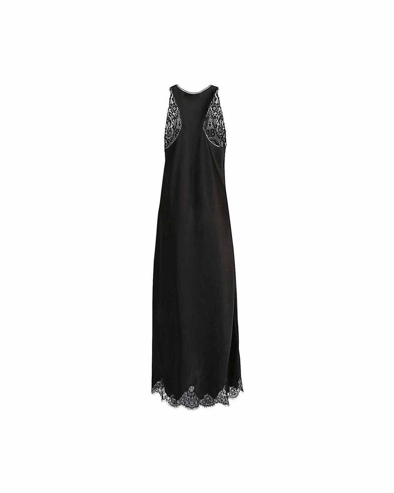 Balenciaga Lace Trim Long Length Sleeveless V Neckline Dress Glam Steals