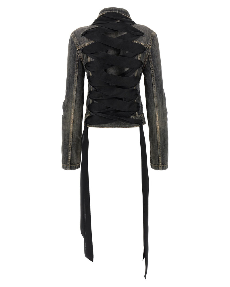 Balenciaga Lace Up Denim Jacket Glam Steals