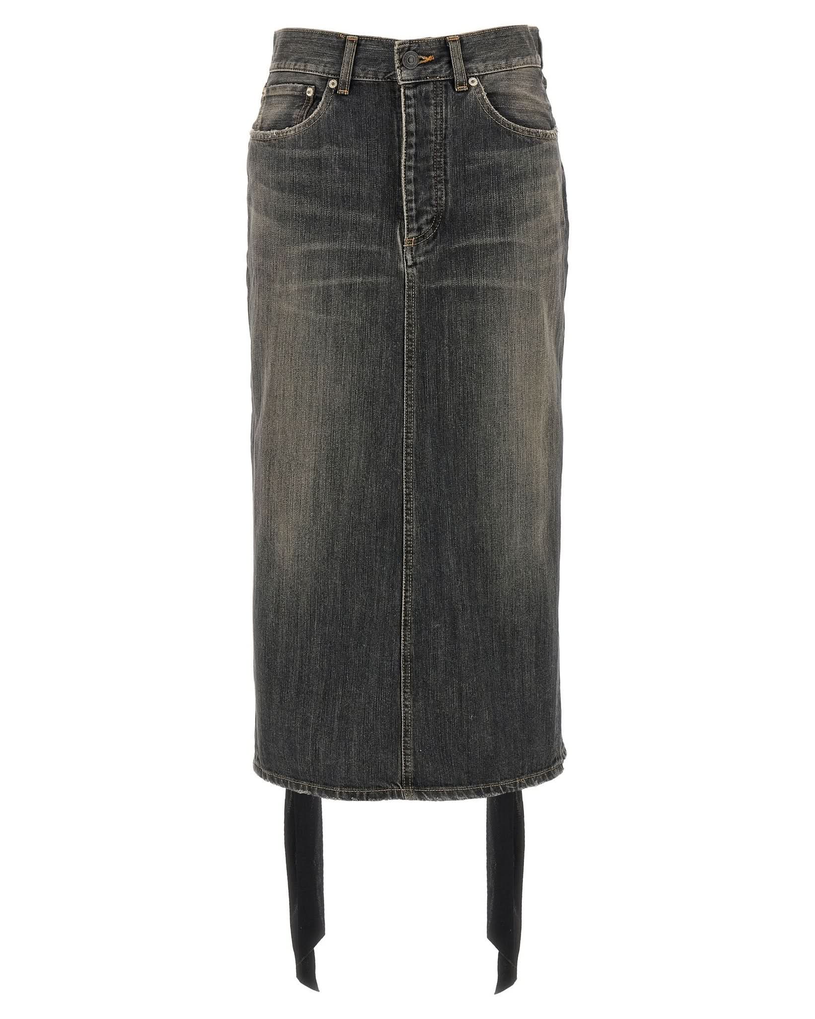 Balenciaga Lace Up Denim Skirt Glam Steals