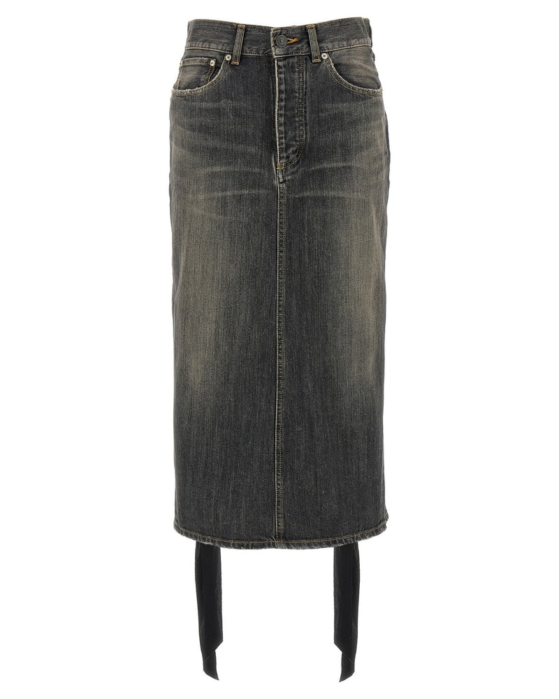Balenciaga Lace Up Denim Skirt Glam Steals