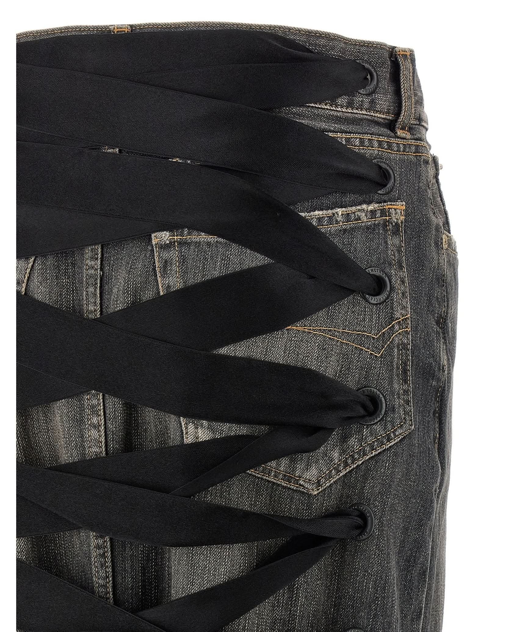 Balenciaga Lace Up Denim Skirt Glam Steals