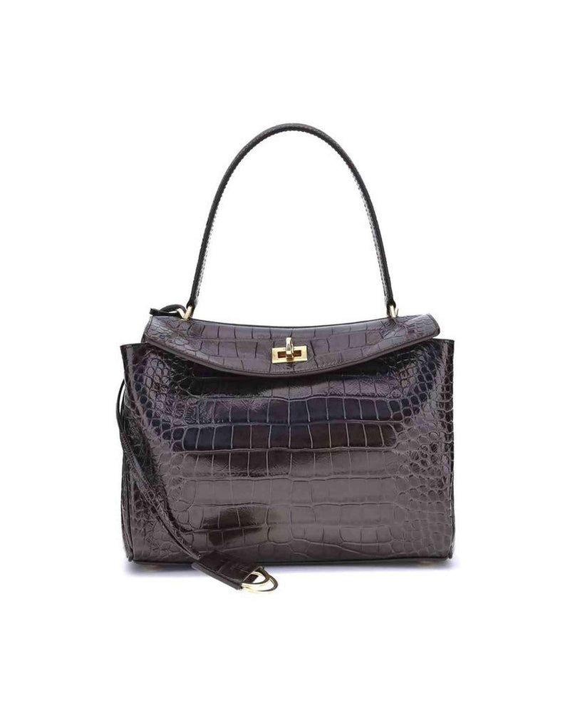 Balenciaga Leather Rodeo Shoulder Bag In Crocodile Print Glam Steals