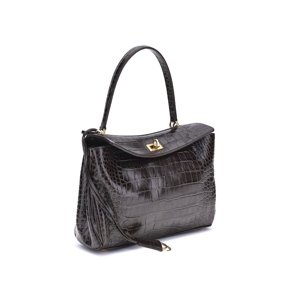 Balenciaga Leather Rodeo Shoulder Bag In Crocodile Print Glam Steals