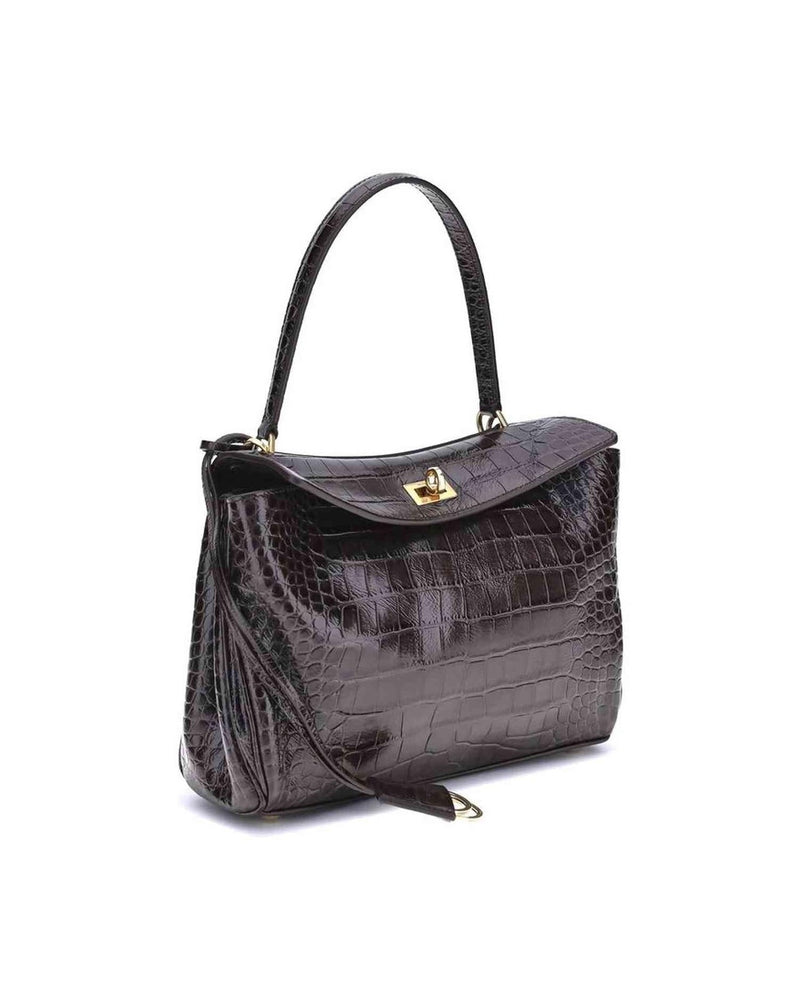 Balenciaga Leather Rodeo Shoulder Bag In Crocodile Print Glam Steals