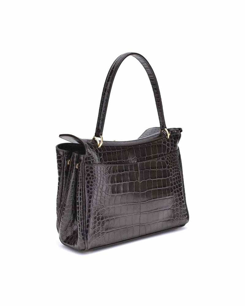 Balenciaga Leather Rodeo Shoulder Bag In Crocodile Print Glam Steals