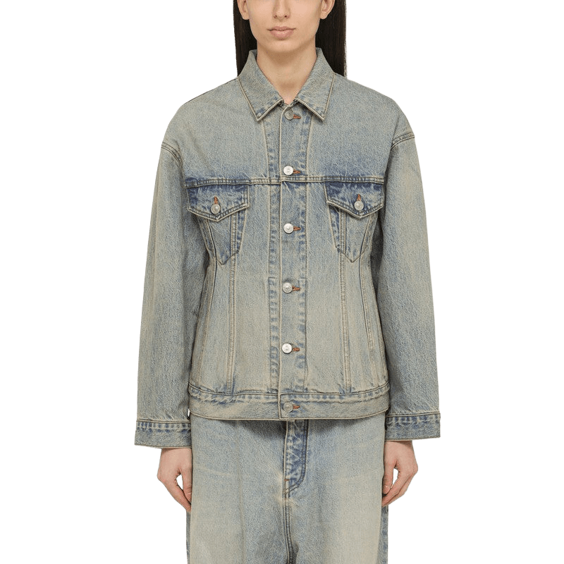 Balenciaga Light Blue Denim Washed Effect Jacket Glam Steals