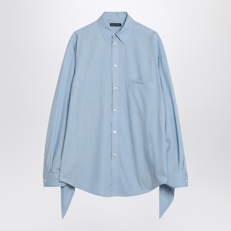 Balenciaga Light Blue Striped Shirt with Knotted Cuffs Glam Steals