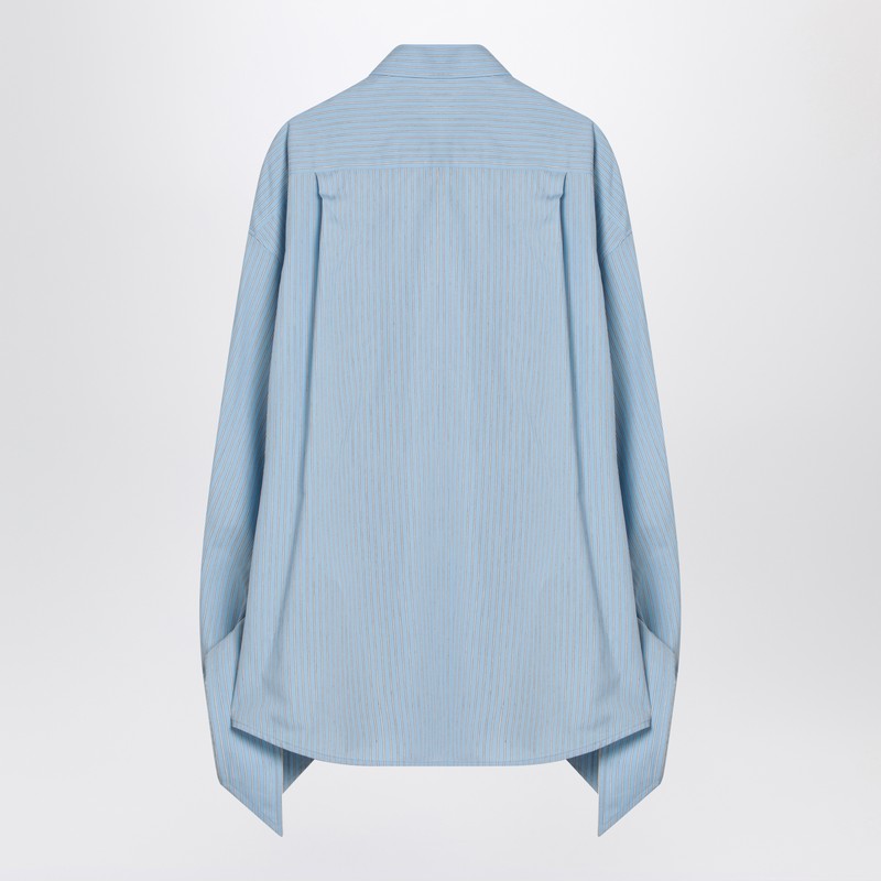 Balenciaga Light Blue Striped Shirt with Knotted Cuffs Glam Steals