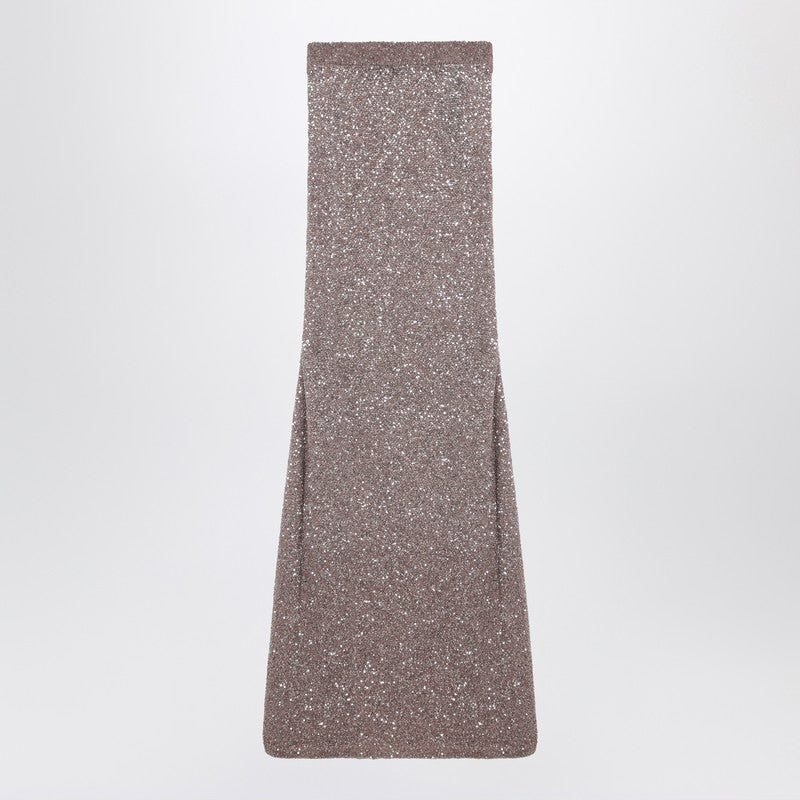 Balenciaga Light Brown/silver Maxi Skirt with Sequins Glam Steals