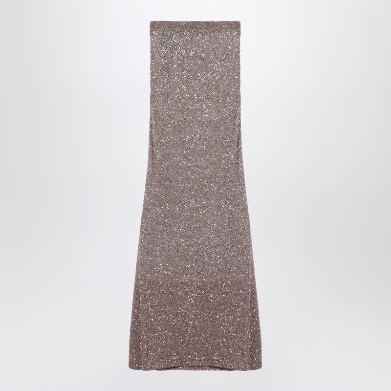 Balenciaga Light Brown/silver Maxi Skirt with Sequins Glam Steals