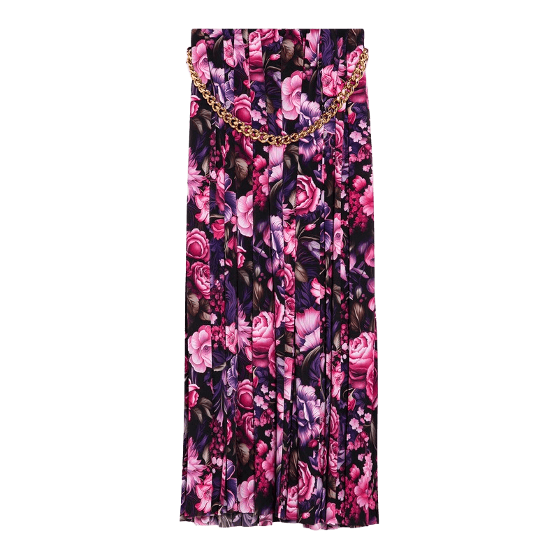 Balenciaga Long Pleated Floral Skirt Glam Steals