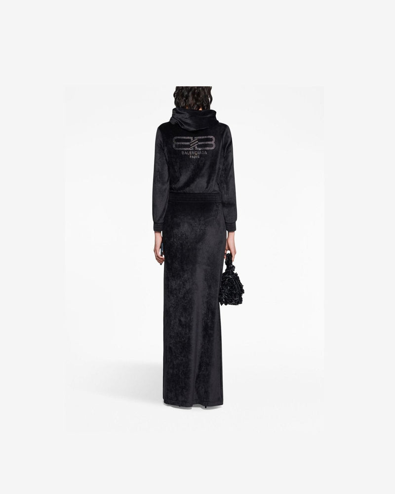 Balenciaga Velvet Crystal Embellished Zip Up Hoodie Glam Steals